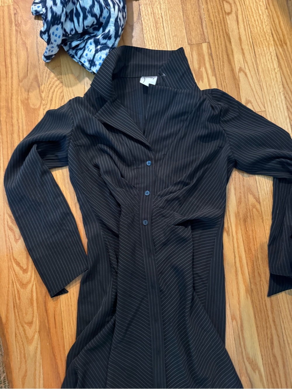 Finley Black Pinstripe Tailored Button-Front Blazer
